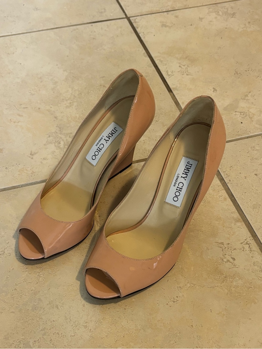 Jimmy Choo peep toe wedge heels 37